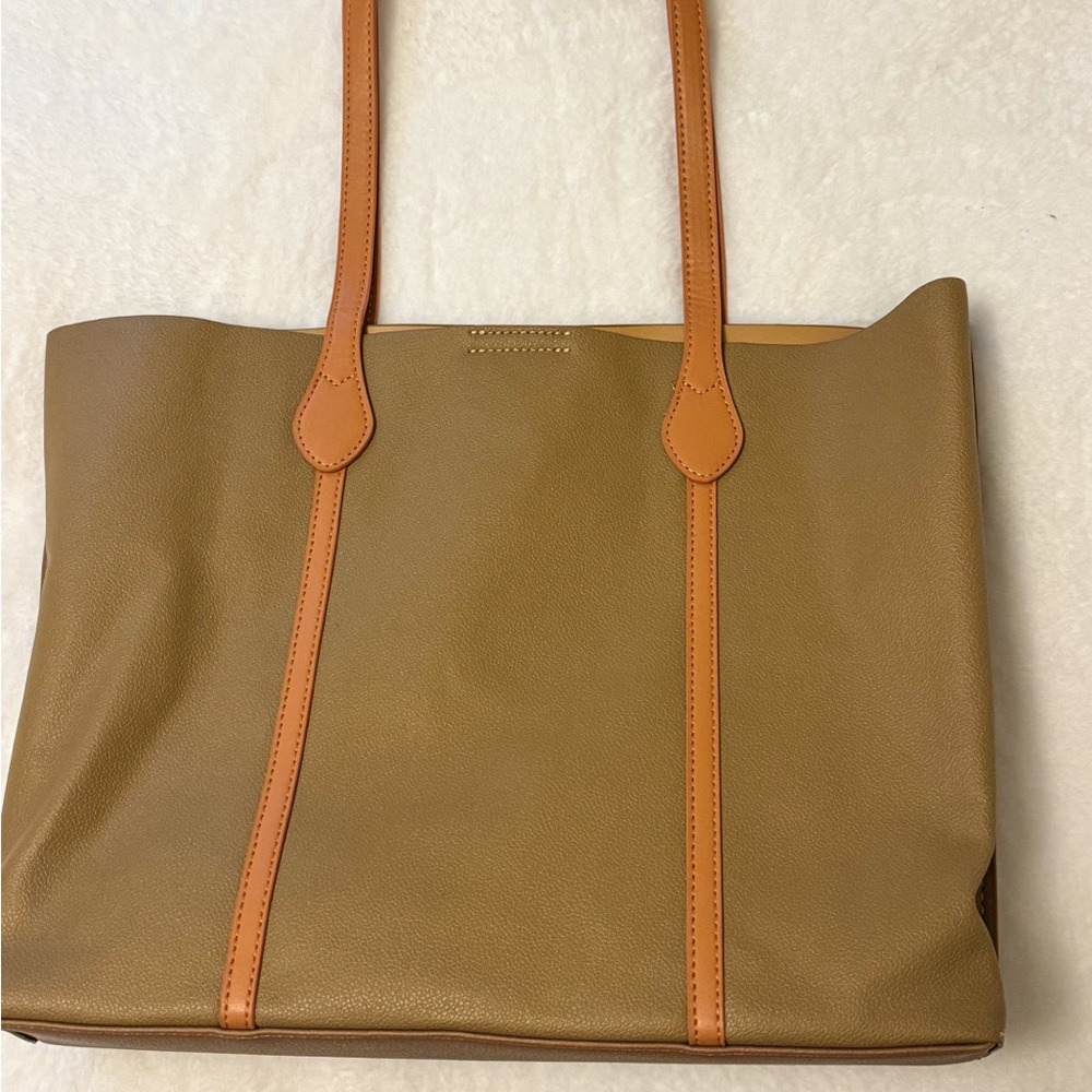Beige Handbag Purse with Peach Straps